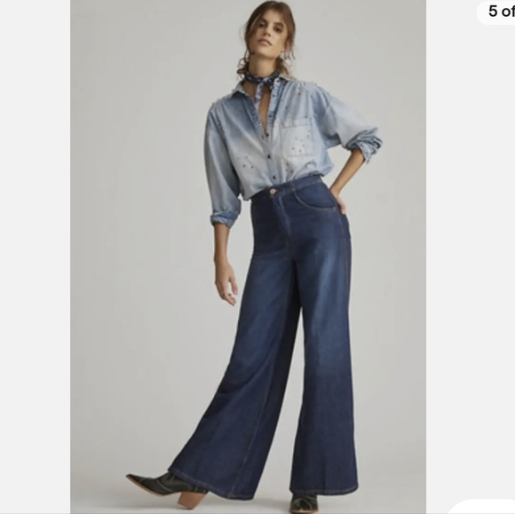 Pilcro Denim - Pilcro Dark Blue Flare & Wide Leg Jeans